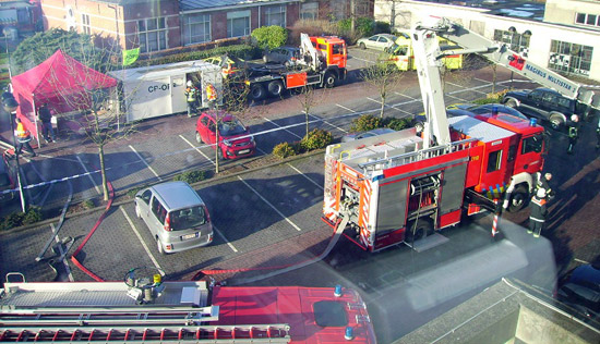 zicht op de parking van AZ Lokeren