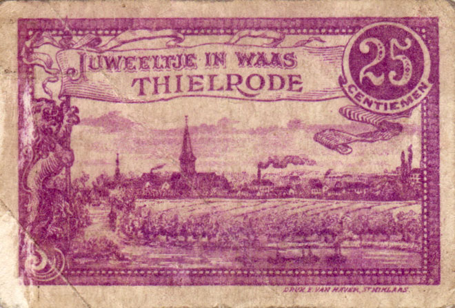 Oorlogsgeld uitgegeven door burgemeester De Brabander op 12 augustus 1916 (© archief Renaat Permentier)